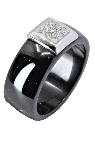Bague BAGUE MODERNE CÉRAMIQUE ET DIAMANTS 58 Facettes 051981