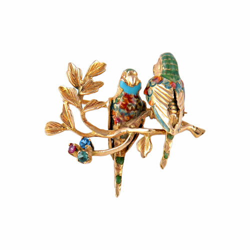 Broche Broche "perroquets" en or jaune et émail 58 Facettes P3L3
