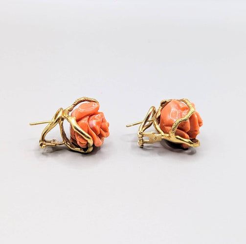 Boucles d'oreilles Boucles d'oreilles roses en corail et or 58 Facettes