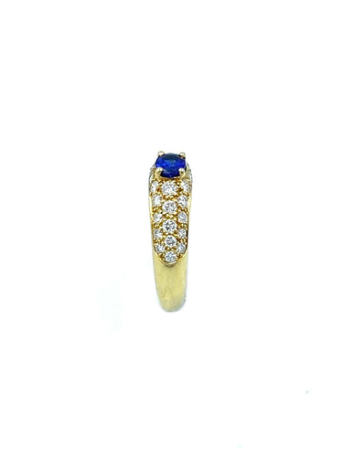 Bague BOUCHERON. Bague vintage or jaune, saphir et diamants 58 Facettes