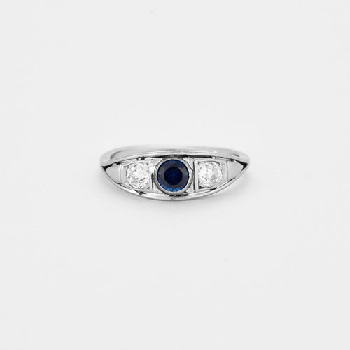 Bague 62 Bague Jarretière Platine Saphir de synthèse Diamants 58 Facettes 67/2