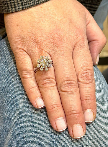 Bague 57 Bague soleil or blanc 18 carats et diamants 58 Facettes