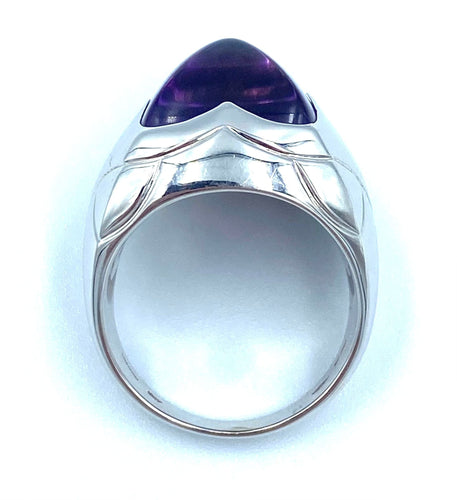 Bague BVLGARI. Bague "Pyramide" en or blanc et améthyste 58 Facettes