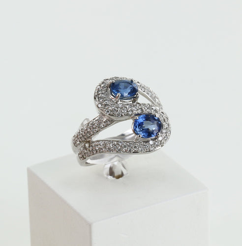 Bague 58 Bague Toi & Moi saphirs et diamants 58 Facettes