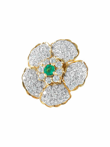Boucles d'oreilles Boucles d'oreilles Marguerite Emeraudes Diamants 58 Facettes