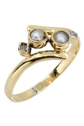 Bague 49 BAGUE TOI ET MOI NAPOLÉON III PERLES ET DIAMANTS 58 Facettes 052021