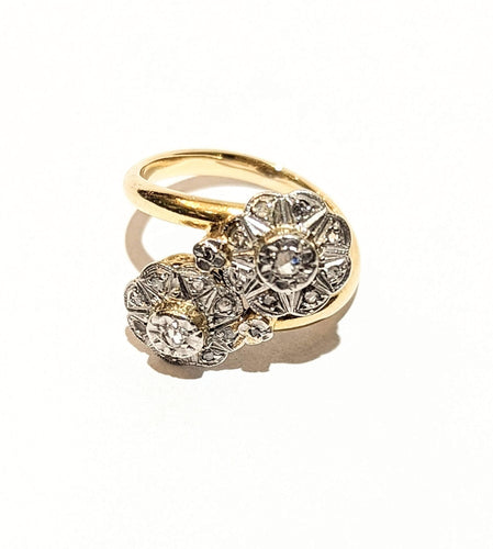 Bague Bague fleurs toi & moi Art Nouveau 58 Facettes