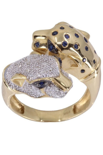 Bague 55 BAGUE PANTHÈRE SAPHIRS ET DIAMANTS 58 Facettes 079061