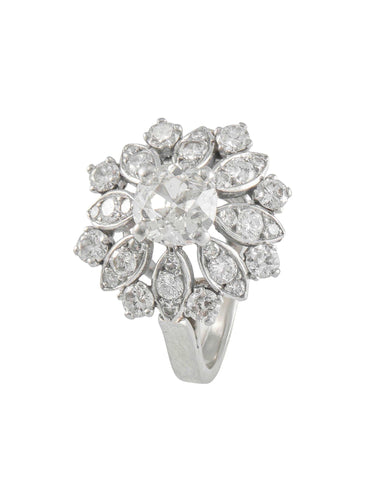 Bague 49 Bague Art Déco or blanc, platine et diamants 58 Facettes 858