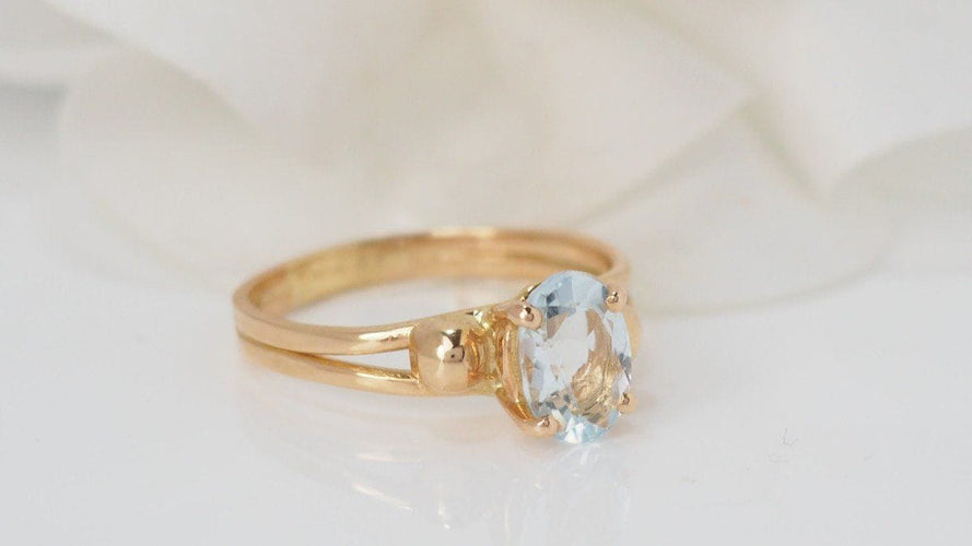 Bague 54 Bague en Or Jaune & Aigue Marine 58 Facettes 31667