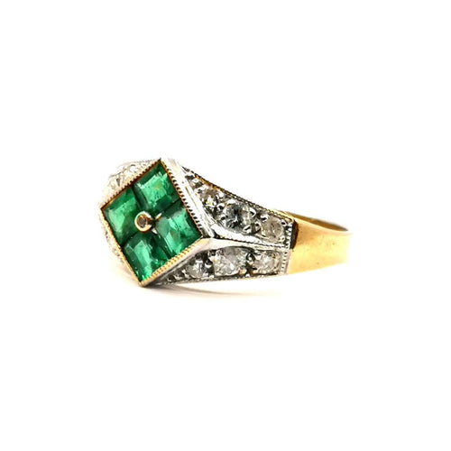 Bague 50 Bague Art Déco diamants et émeraudes 58 Facettes 3712
