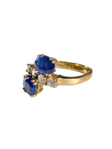 Bague 54 Bague "Toi & Moi" Or jaune Saphirs Diamants. 58 Facettes
