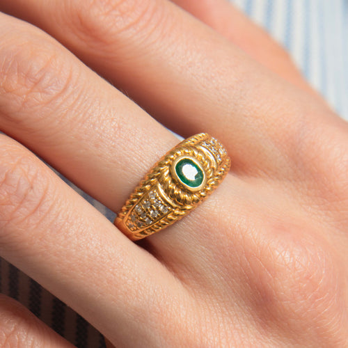 Bague Bague jonc Emeraude & Diamant 58 Facettes