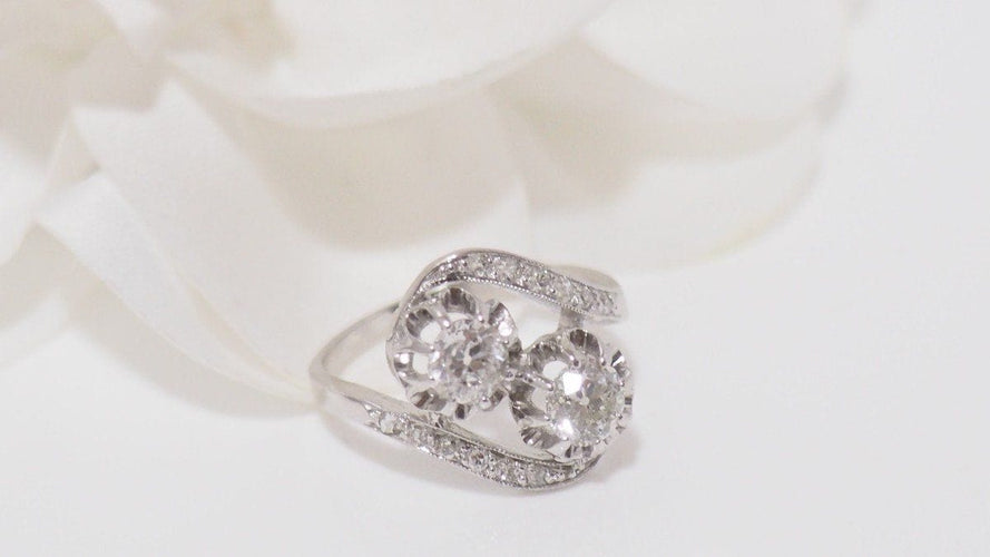 Bague 48 Bague Toi & Moi en Platine & Diamants 58 Facettes 31762