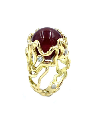 Bague Gilbert Albert. Bague or jaune et diamants 58 Facettes