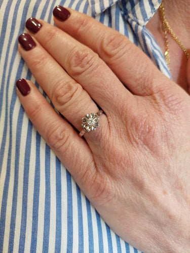 Bague 55 Solitaire Or blanc Diamant 58 Facettes 082401