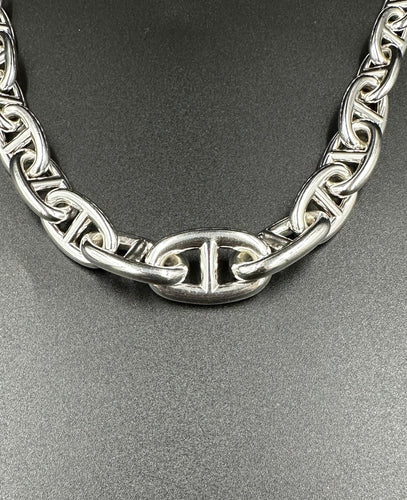 Bracelet HERMÈS. Collection «Chaîne d’Ancre », rare collier en chute argent 925/00 58 Facettes
