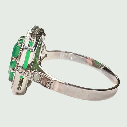 Bague 55.5 BAGUE ART DÉCO 1930-1935 en OR avec DIAMANTS et ÉMERAUDE 58 Facettes Q989A