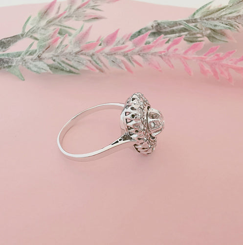Bague 57 Bague Ancienne Diamants Or Blanc et Platine 58 Facettes AB 1075