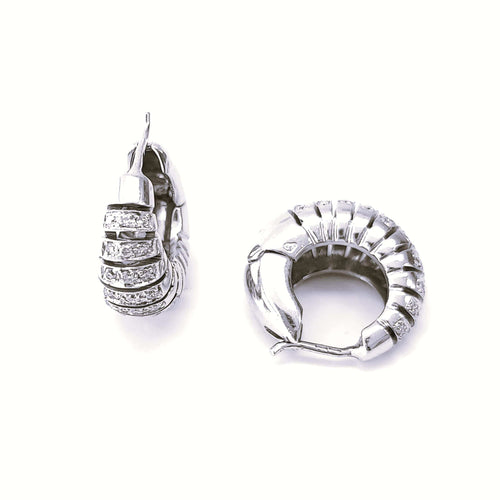 Boucles d'oreilles Créoles or blanc et diamants 58 Facettes RA-655