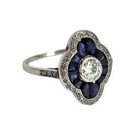Bague 57 Bague Art Déco saphirs diamant 58 Facettes 1-1181/1