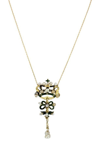 Collier COLLIER ANCIEN ÉMAIL ET PERLES 58 Facettes 053301