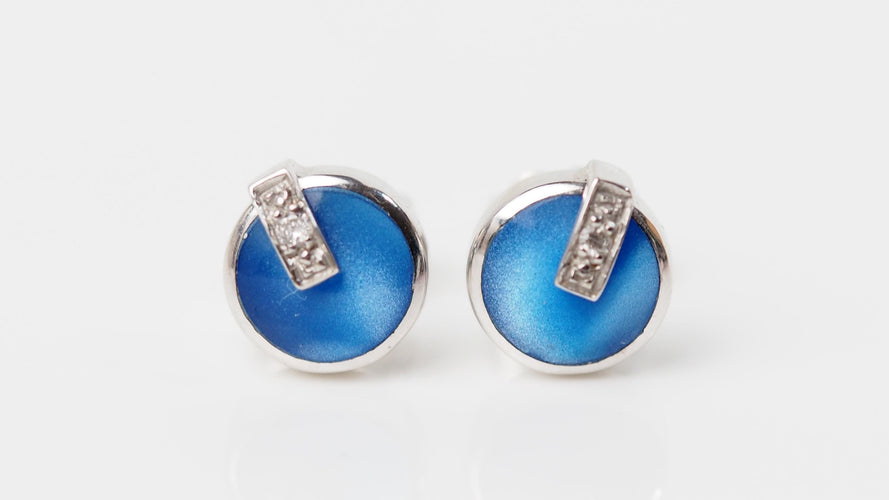Boucles d'oreilles CLOZEAU - Boucles d'oreilles Or Résine bleue Diamant 58 Facettes clozeau