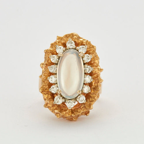 Bracelet SERVAN - Parure en or jaune, pierres de lune et diamants 58 Facettes