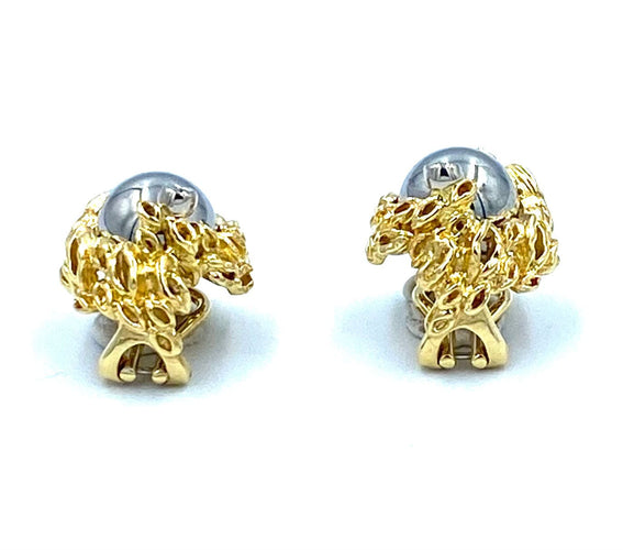 Boucles d'oreilles Gilbert Albert. Boucles d’oreilles or jaune, diamants et billes interchangeables. 58 Facettes
