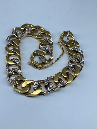 Bracelet Bracelet CARTIER en or jaune maillons gourmette sertis de diamants 58 Facettes