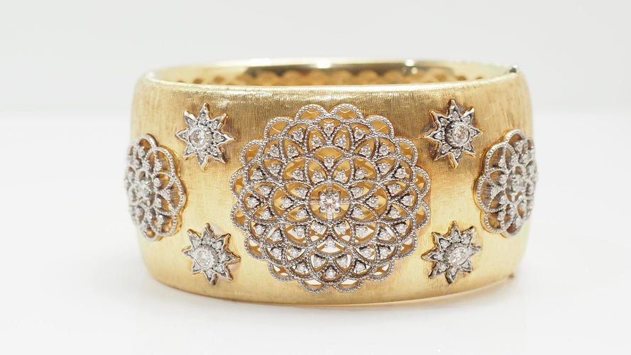 Bracelet 17cm Bracelet manchette or bicolore et diamants 58 Facettes 32265