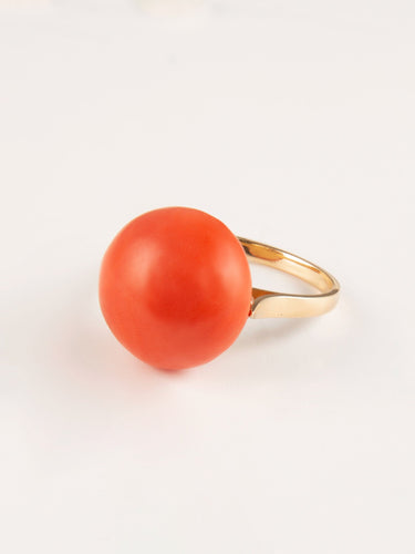 Bague Bague en or jaune et corail 58 Facettes