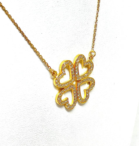 Collier Collier trèfle à 4 cœurs en or jaune 18 carats et diamants 58 Facettes