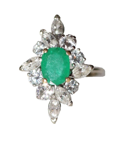 Bague 52 Bague Navette Emeraude et Diamants 58 Facettes 507