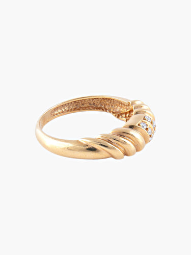 Bague 57 Bague Godron Or Jaune 58 Facettes