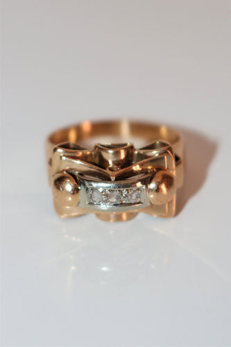 Bague 58 / diamant Bague Rétro 2 Ors, Diamants 58 Facettes 533
