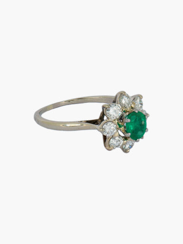 Bague Bague Marguerite diamants et émeraude 58 Facettes