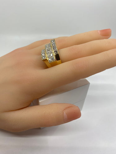 Bague 56 Bague bandeau style Tank Or jaune Diamants 58 Facettes AB290