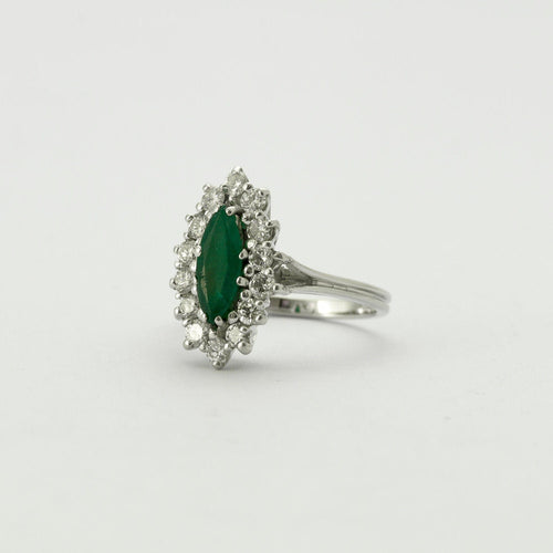 Bague 50 Bague Marquise Or Emeraude Diamants 58 Facettes