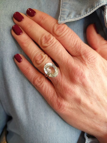 Bague 55 Bague Or blanc Aigue-marine 58 Facettes 082581