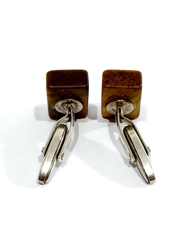 Boutons de manchette Boutons de manchettes Argent Œil de tigre 58 Facettes
