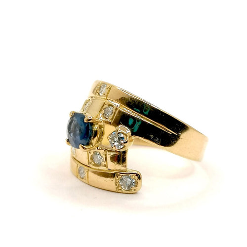 Bague Bague Saphir diamants or jaune 58 Facettes 2563