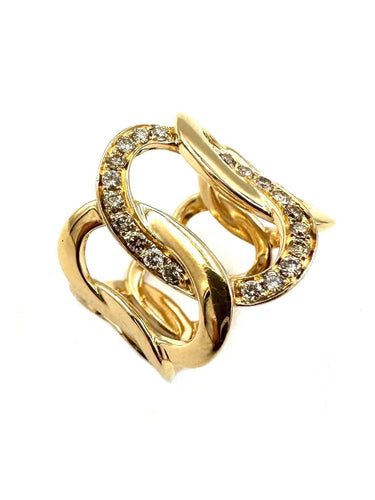 Bague 51 POMELLATO. Collection Brera, bague or rose 18K et diamants cognac 58 Facettes