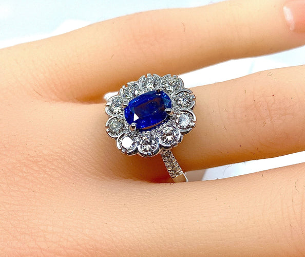 Bague 52 Bague marguerite saphir et diamants 58 Facettes AB160