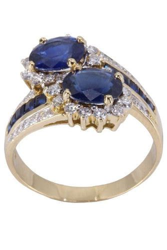 Bague 60 Bague "Toi &Moi" Or jaune Saphirs Diamants 58 Facettes 076721