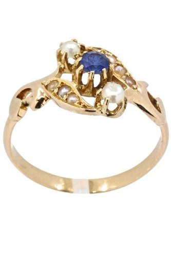 Bague 58 BAGUE NAPOLÉON III SAPHIR ET PERLES 58 Facettes 038651