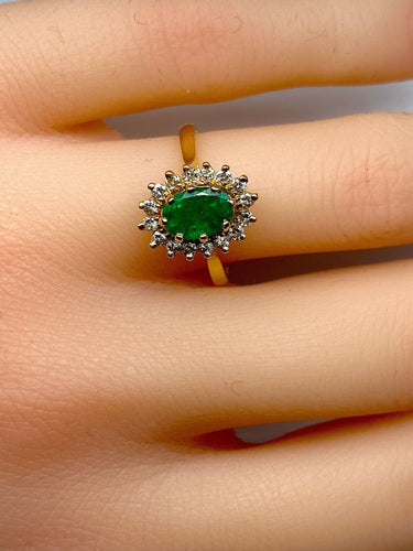 Bague Bague marguerite émeraude diamants 58 Facettes AB181