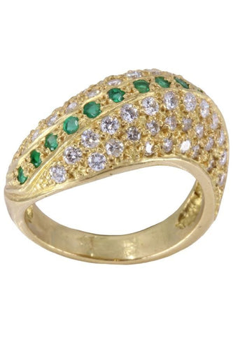 Bague 53 BAGUE JONC ÉMERAUDES ET DIAMANTS 58 Facettes 075691