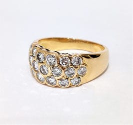Bague 57 Bague jonc or jaune pavage diamants 58 Facettes 1-889/1
