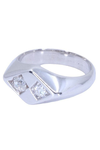 Bague CHEVALIÈRE ANCIENNE DIAMANTS 58 Facettes 072851